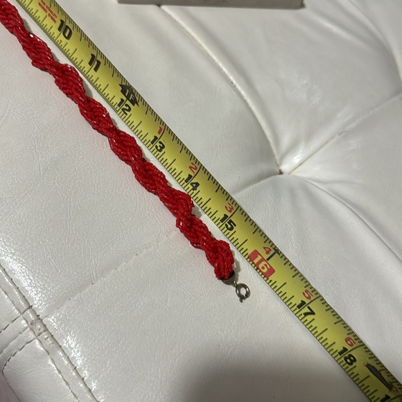 Beaded Necklace and Bracelet Set-Red Seed Beads-Multi Strand Twisted Details-EUC - Picture 11 of 14